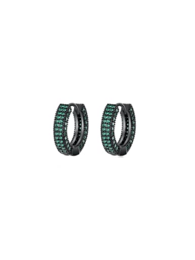 E23040307 Greenn Brass Cubic Zirconia Geometric Luxury Huggie Earring