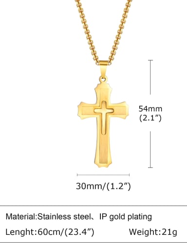 Gold pendant, without chain Stainless steel Cross Minimalist Regligious Necklace