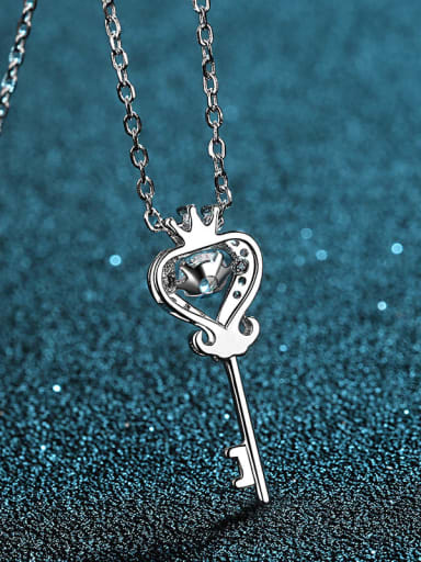 Sterling Silver Moissanite Key Dainty  Pendant Necklace