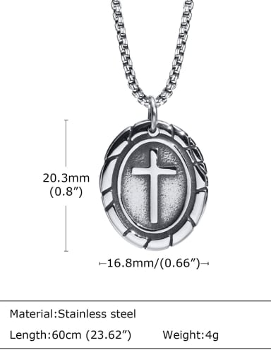 Stainless steel Hip Hop  Oval Cross Pendant