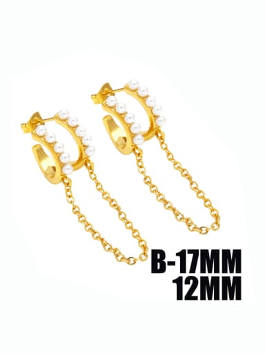 B Brass Cubic Zirconia Geometric Hip Hop Stud Earring