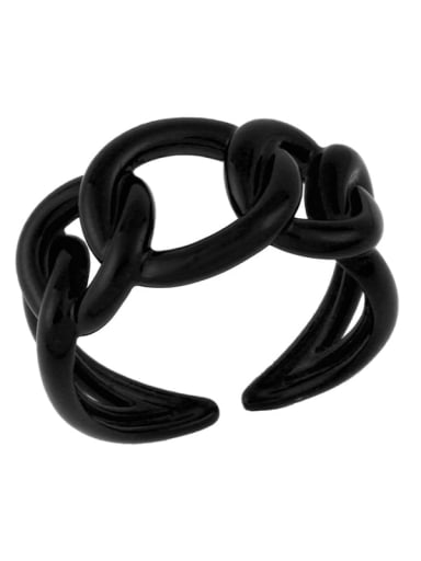 black Brass Enamel Hollow Geometric Minimalist Band Ring