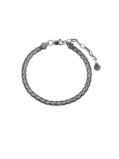 925 Sterling Silver Snake Bone Chain Vintage Handmade Weave Bracelet