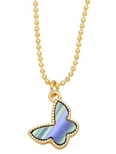 purple Brass Shell Butterfly Hip Hop Necklace