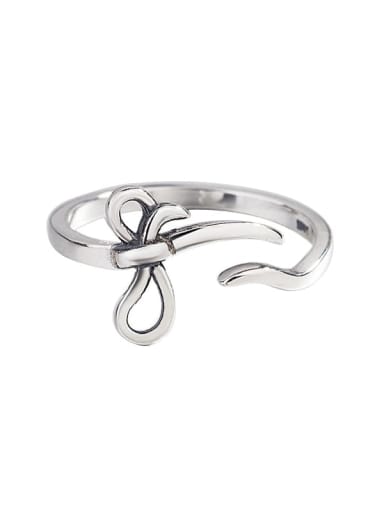 925 Sterling Silver Hollow Bowknot Vintage Band Ring
