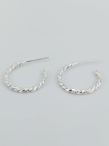 silver 925 Sterling Silver Geometric Minimalist Hoop Earring