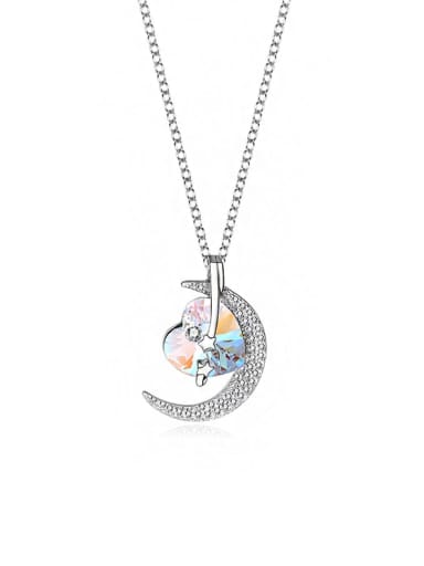 JYXZ 044 (gradient white) 925 Sterling Silver Austrian Crystal Heart Classic Necklace