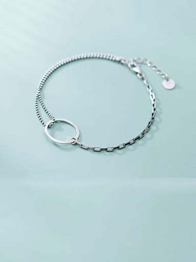 925 Sterling Silver Simple Ring Personality Fashion Asymmetry  Link Bracelet