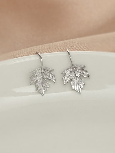 925 Sterling Silver Leaf Minimalist Hook Earring