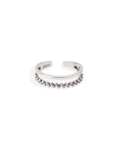 925 Sterling Silver Irregular  Round bead Vintage Stackable Ring
