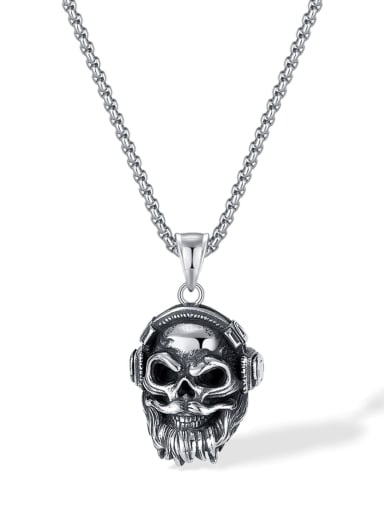 GX2466 pendant with chain 3mm*55cm Stainless steel Skull Hip Hop Necklace