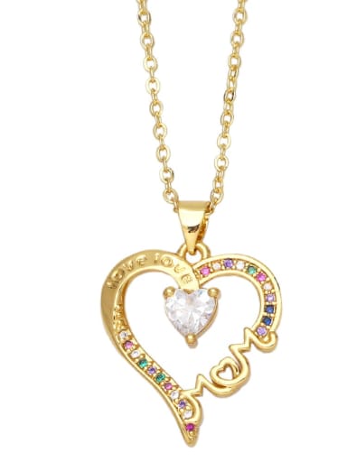 Brass Cubic Zirconia Letter Vintage Heart  Pendant Necklace