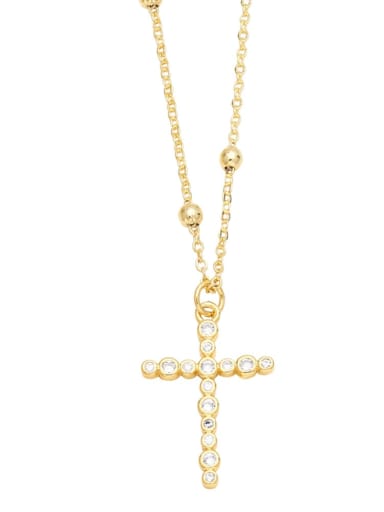 C Brass Cubic Zirconia Cross Trend Necklace