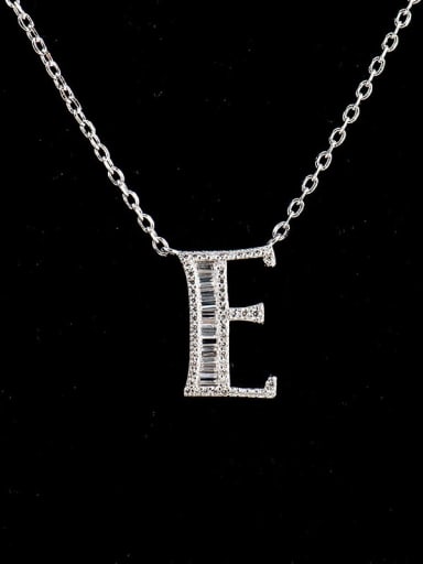 E 925 Sterling Silver Cubic Zirconia Letter Dainty Necklace