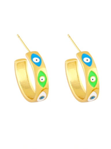 colour Brass Enamel Evil Eye Minimalist Stud Earring