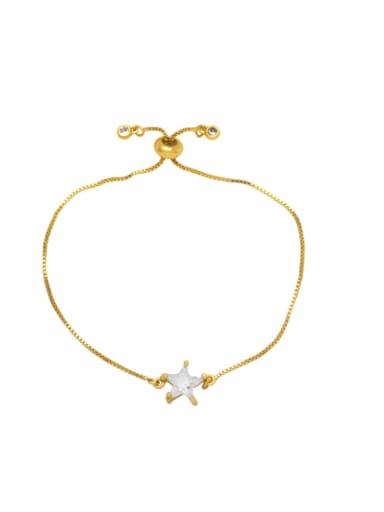 white Brass Cubic Zirconia Pentagram Minimalist Adjustable Bracelet