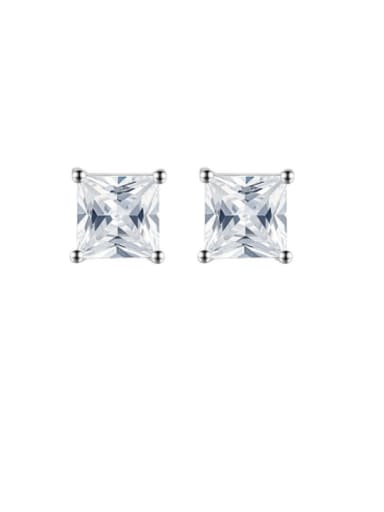 6mm square white 925 Sterling Silver Cubic Zirconia Square Minimalist Stud Earring