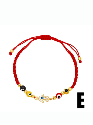 E Brass Cubic Zirconia Evil Eye Hip Hop Handmade Weave Bracelet