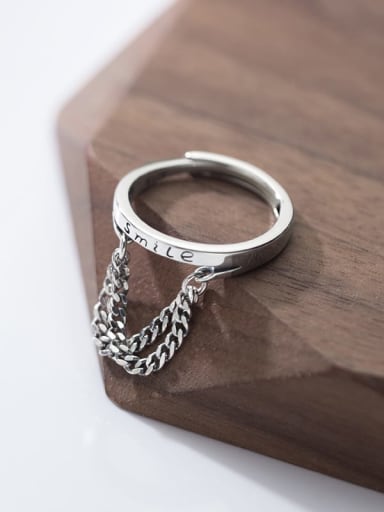 925 Sterling Silver Irregular Vintage Chain Band Ring