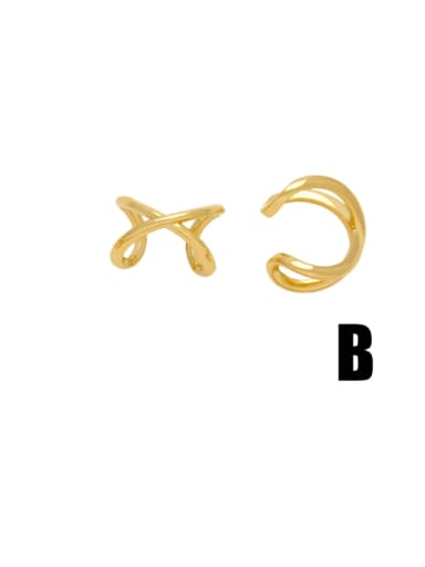 B Brass Geometric Minimalist Clip Earring