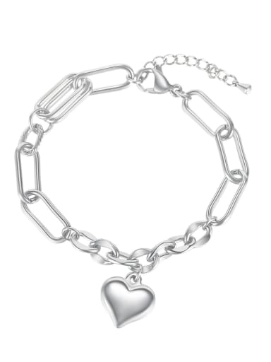 Titanium Steel Heart Minimalist Link Bracelet