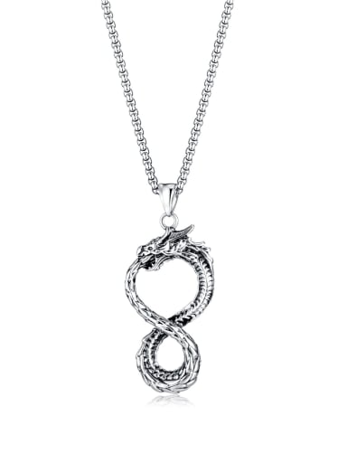 2183 pendant +with pearl chain 35+5cm Titanium Steel Dragon Hip Hop Geometric Pendant  Man Necklace