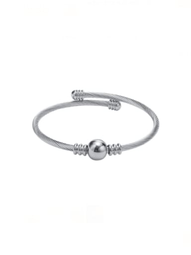 Steel color Stainless steel Round Vintage Band Bangle