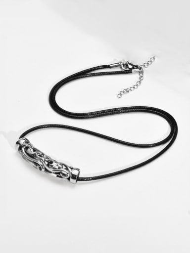 custom Stainless steel Artificial Leather Geometric Hip Hop Necklace