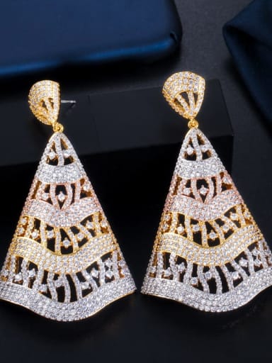 Brass Cubic Zirconia Irregular Luxury Drop Earring