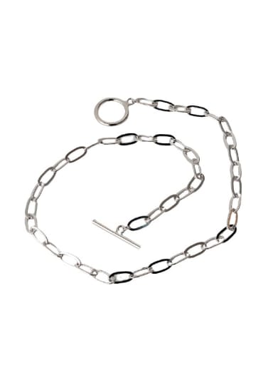 925 Sterling Silver Hollow Geometric  chain Vintage Necklace