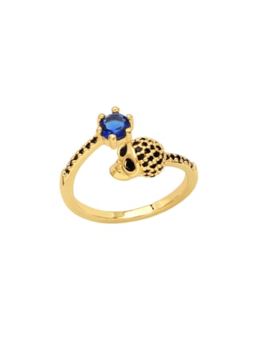 blue Brass Cubic Zirconia Skull Cute Band Ring