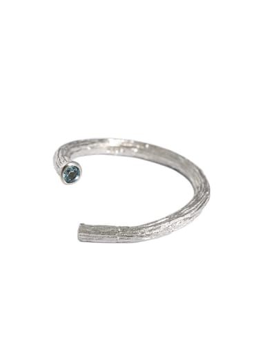 platinum 925 Sterling Silver Rhinestone Irregular Minimalist Band Ring