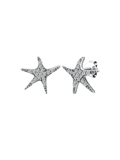 925 Sterling Silver Cubic Zirconia Sea Star Minimalist Stud Earring