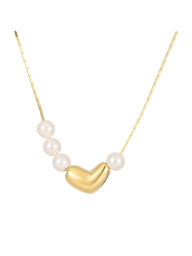 925 Sterling Silver Imitation Pearl Heart Minimalist Necklace