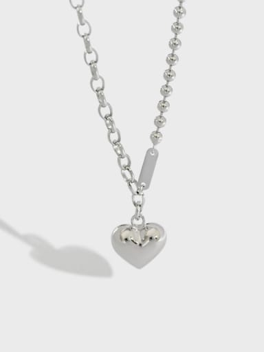 925 Sterling Silver Bead Heart Minimalist Necklace