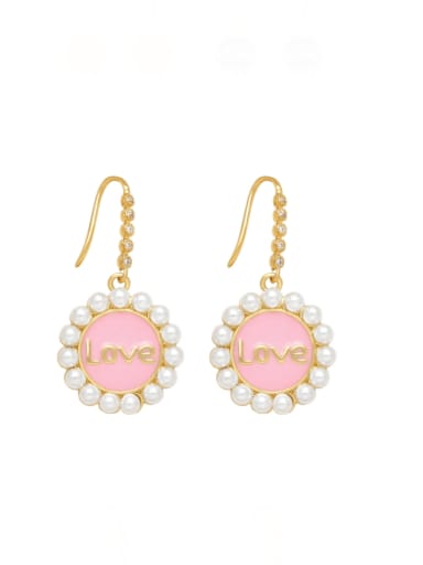 Pink Brass Imitation Pearl Geometric Cute Hook Earring