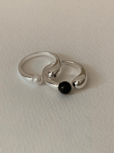 925 Sterling Silver Obsidian Heart Vintage Band Ring