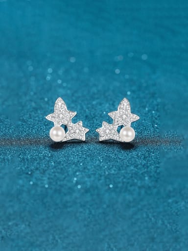 925 Sterling Silver Moissanite Leaf Dainty Cluster Earring