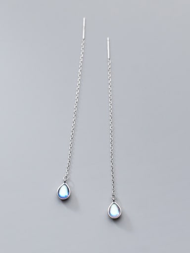 925 Sterling Silver Cubic Zirconia Water Drop Minimalist Threader Earring