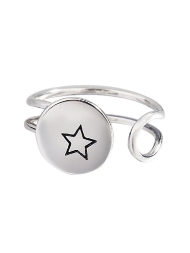 925 Sterling Silver Enamel Star Vintage Stackable Ring