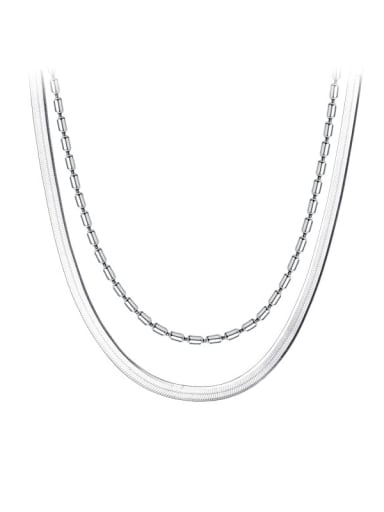 925 Sterling Silver Minimalist   Multi Strand Flat Snake Necklace