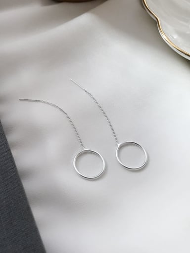 925 Sterling Silver Minimalist Long Line Circle Ear Line