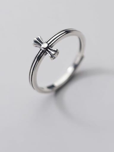 925 Sterling Silver Cross Hip Hop Band Ring