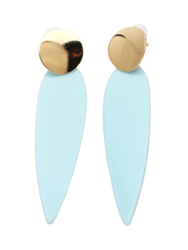 blue Brass Resin Water Drop Minimalist Drop Earring