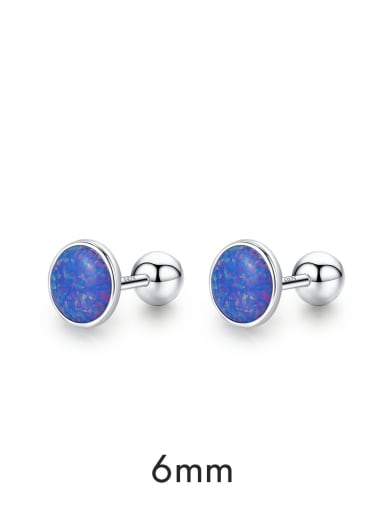 925 Sterling Silver Synthetic Opal Geometric Dainty Stud Earring