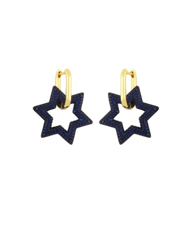 blue Brass Cubic Zirconia Star Vintage Drop Earring