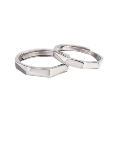 925 Sterling Silver Smooth Geometric Minimalist Couple Ring
