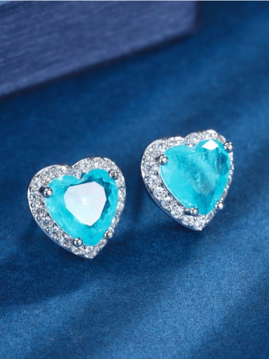 Palan earrings Brass Cubic Zirconia Heart Luxury Stud Earring