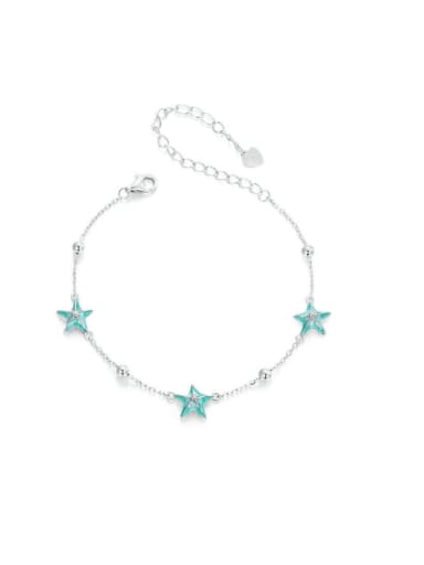 custom 925 Sterling Silver Enamel Sea Star Minimalist Link Bracelet