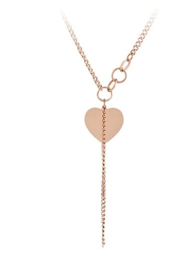 Rose Gold Titanium Steel Heart Dainty Lariat Necklace